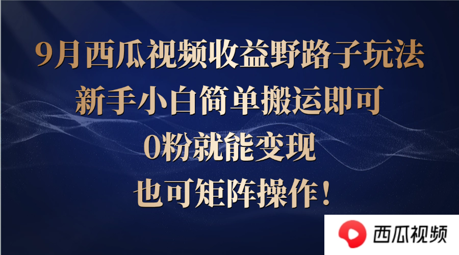 【第8365期】西瓜视频收益野路子玩法，新手小白简单搬运即可，0粉就能变现