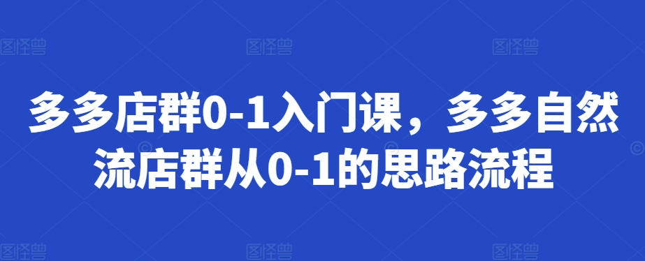 【第8597期】多多店群0-1入门课，多多自然流店群从0-1的思路流程