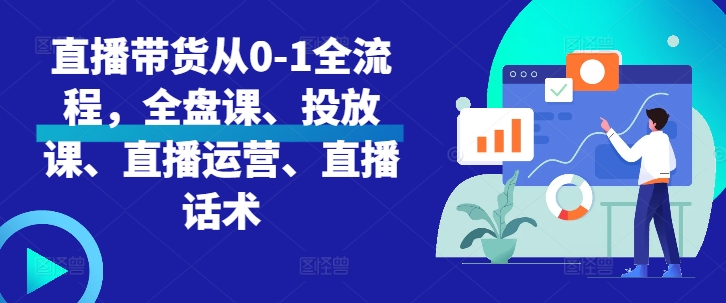 【第8610期】直播带货从0-1全流程，全盘课、投放课、直播运营、直播话术