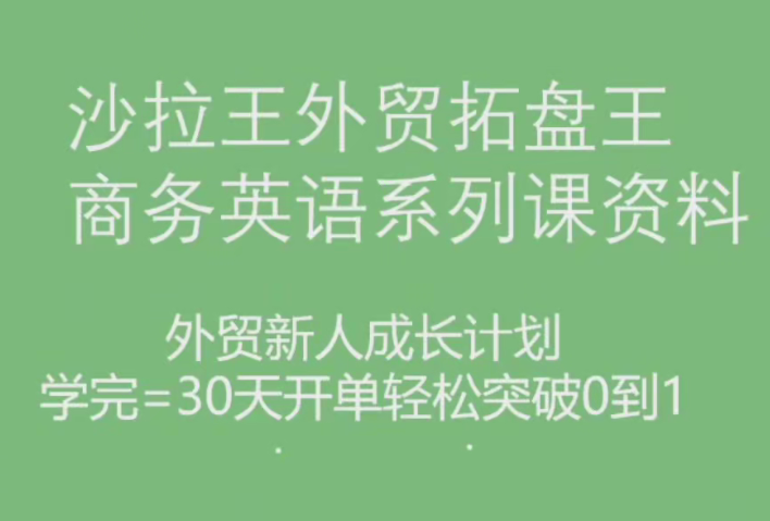 【第8619期】沙拉王外贸拓盘王商务英语系列课资料，外贸新人成长计划