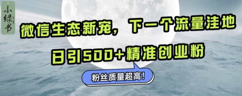 【第8633期】微信生态新宠小绿书：下一个流量洼地，日引500+精准创业粉