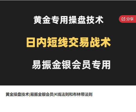 黄金操盘技术，易振金银会员，K线法则和布林带法则，日内短线交易战术…