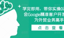 学完即用，带你实操0基础学会Google精准客户开发，成为外贸业务高手