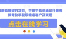 最新教辅资料项目，手把手教你通过抖音视频号快手获取精准客户及变现