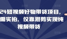 2024短视频好物带货项目，无需实拍，仅靠混剪实现纯视频带货