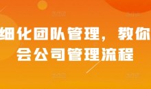 精细化团队管理，教你学会公司管理流程