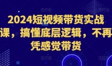 2024短视频带货实战课，搞懂底层逻辑，不再凭感觉带货