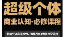 超级个体商业认知觉醒视频课，商业认知·必修课程揭秘从0-1账号全流程