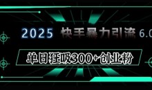 2025年快手6.0保姆级教程震撼来袭，单日狂吸300+精准创业粉