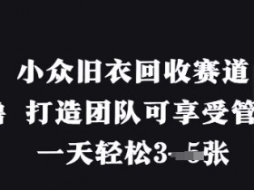 小众旧衣回收赛道，纯零撸 打造团队可享受管道收益，一天轻松3张