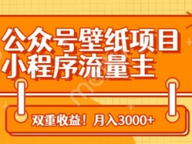 公众号壁纸项目，小程序流量主双收益，月入3000+