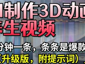 AI制作3D动画养生视频，三分钟一条，条条是爆款(升级版，附提示词)