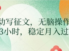 AI自动写征文，无脑操作 每天2-3小时，稳定月入过W