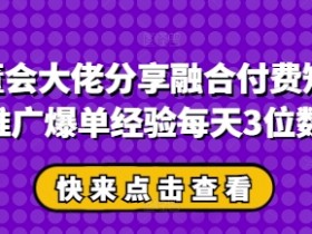 私董会大佬分享融合付费短剧推广爆单经验每天3位数