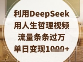 利用DeepSeek用人生哲理视频，流量条条过万，单日变现数张