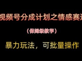 视频号分成计划之情感赛道暴力玩法，可批量操作，保姆级教学