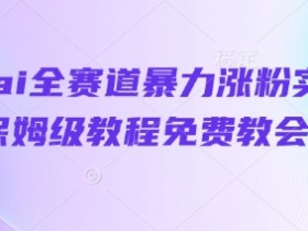 抖音ai全赛道暴力涨粉实操，保姆级教程免费教会你