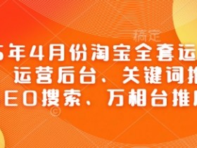 2025年4月份淘宝全套运营现场课程，运营后台、关键词推广、SEO搜索、万相台推广