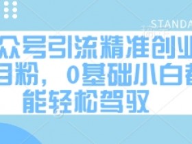 公众号引流精准创业项目粉，0基础小白都能轻松驾驭