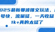 2025最新曼波推文玩法，起号快，流量猛一天收益1k+真的太猛了