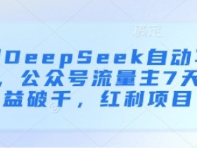 用DeepSeek自动写文，公众号流量主7天收益破千，红利项目