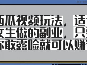 西瓜视频玩法，适合女生做的副业，只要你敢露脸就有收益