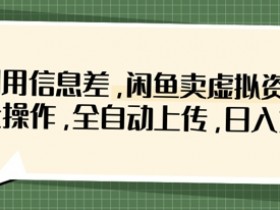 利用信息差，闲鱼卖虚拟资料，批量操作，全自动上传，日入3张