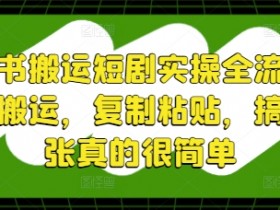 小红书搬运短剧实操全流程，简单搬运，复制粘贴，搞个几张真的很简单