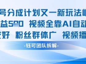 视频号分成计划又一新玩法火爆日均收益5张