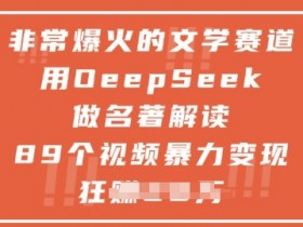 非常爆火的文学赛道，用deepseek做名著解读 ，89个视频暴力变现1w+