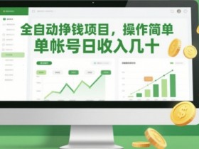 全自动挣钱项目，操作简单，单帐号日收入几十