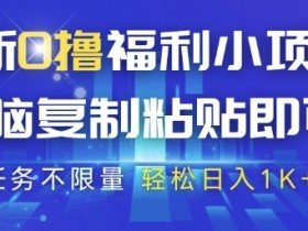 最新0撸福利小项目，抖音平台大放水，无脑复制粘贴 即可挣钱，任务不限量，轻松日入1K+【揭秘】