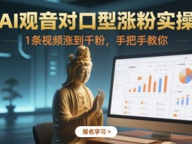 AI观音对口型涨粉实操，1条视频涨到千粉，手把手教你