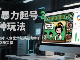 AI暴力起号3种玩法，像素画小人食堂贵妃搞笑视频制作，快速涨粉实操