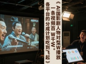 AI三国影视剧人物对口型唱歌玩法，一条视频百W千W播放，各平台的分成计划吃到飞起