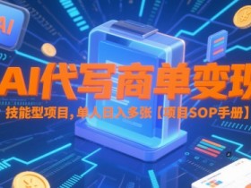 AI代写商单变现，技能型项目，单人日入多张 【项目SOP手册】