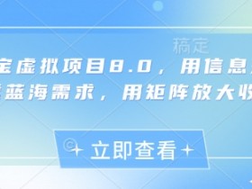 淘宝虚拟项目8.0，用信息差吃透蓝海需求，用矩阵放大收益