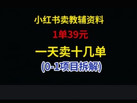 小红书卖小学教辅资料，1单39，1天十几单
