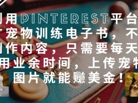 利用Pinterest平台推广宠物训练电子书，不用创作内容，只需要每天利用业余时间，上传宠物图片就能挣美金!