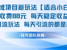 私域项目新玩法【适合小白】 一单收费88.每天稳定收益几张