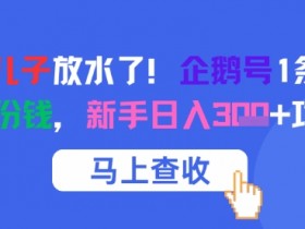 腾讯亲儿子放水了！企鹅号1条作品狂挣8份钱，新手日入3张+攻略