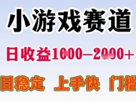 小游戏赛道日收益1k+，项目稳定，上手快，门槛低【揭秘】