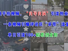 随手拍视频，自导自演引流创业粉， 一条视频引爆评论区“求带”流量，单日引流100+精准创业粉