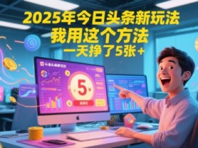 2025年今日头条新玩法，我用这个方法，一天挣了5张+