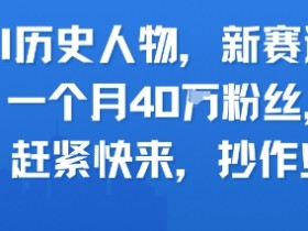 AI历史人物新赛道，一个月40W粉丝，赶紧快来抄作业