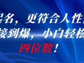 AI一键起名，更符合人性化，接单接到爆，小白轻松月入四位数!