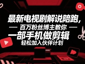 最新电视剧解说陪跑，百万粉丝博主教你一部手机做剪辑，轻松加入伙伴计划