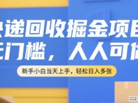 快递回收掘金项目，无门槛，人人可做，新手小白当天上手，轻松日入多张【揭秘】