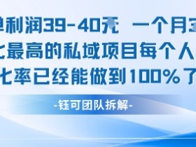 每单利润40一个月7k+转化最高的私域项目，每个人都要的产品转化率已经能做到100%