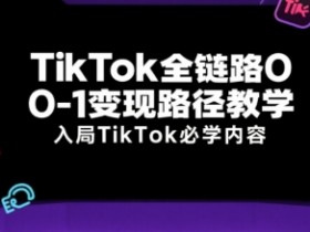 TikTok全链路0-1变现路径教学，入局TikTok必学内容